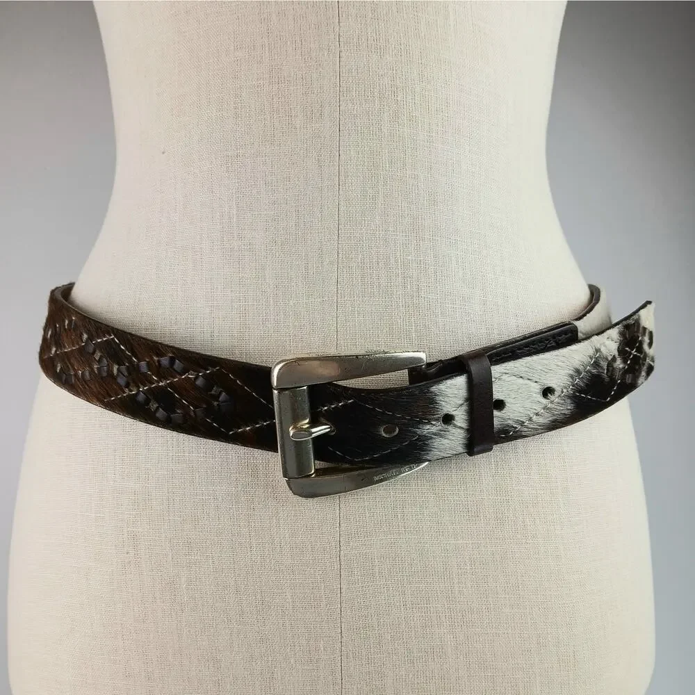 Michael Michael Kors SZ L Genuine Leather & Cow Hide Silver Hardware